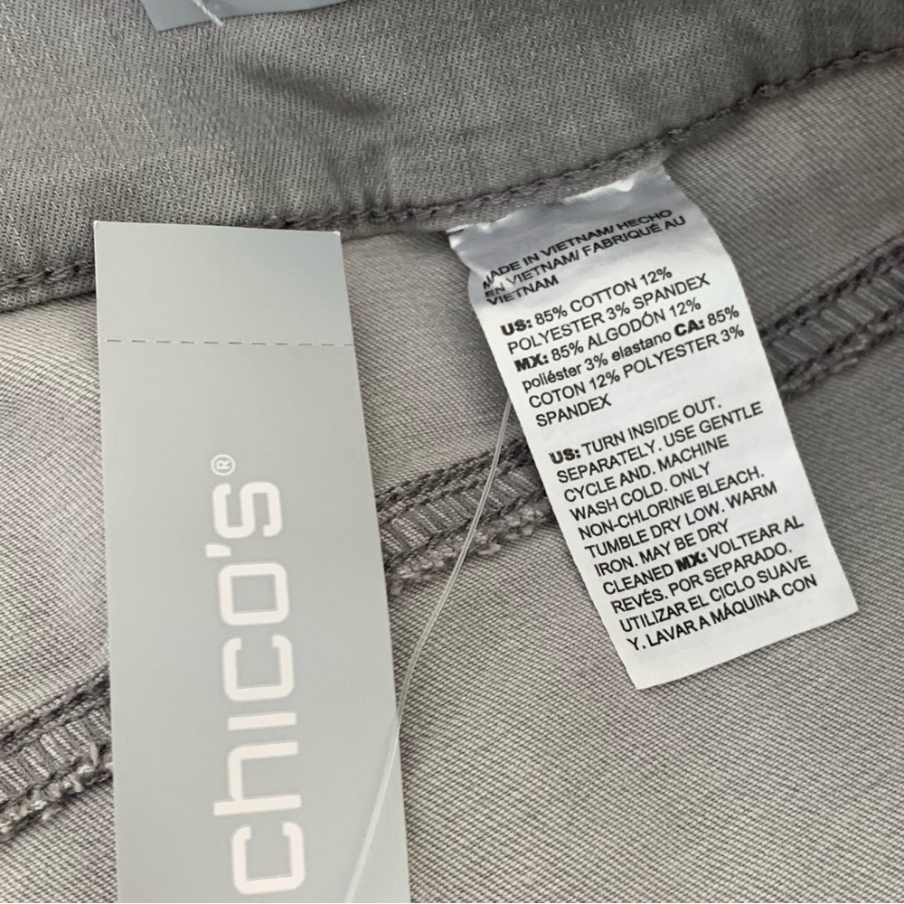 CHICO’S Gray Jeans Slim Boot Size 16 Regular 3 Pull-on Waist High Rise NWT - Picture 10 of 11